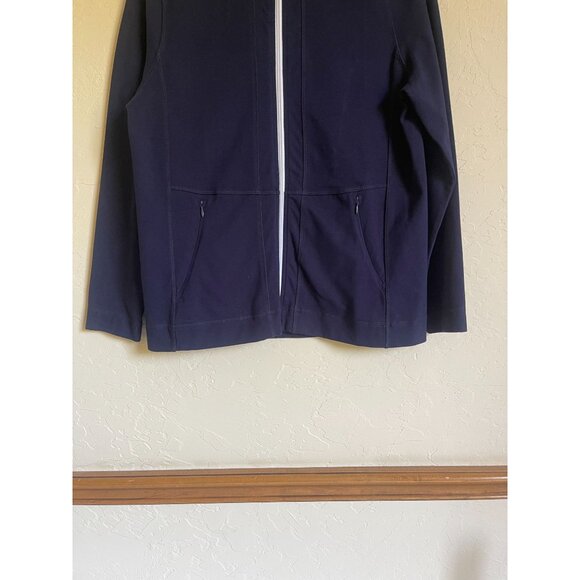 T by Talbots Navy Blue Performance Stretch Knit Full Zip Sweatshirt Jacket Size - Picture 10 of 10